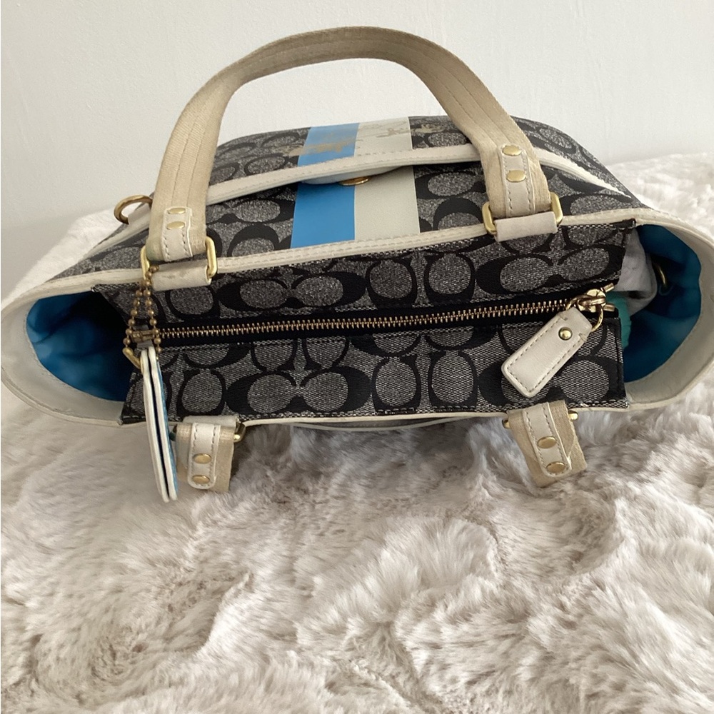 Coach Signature tote with blue stripe - Picture 4 of 7
